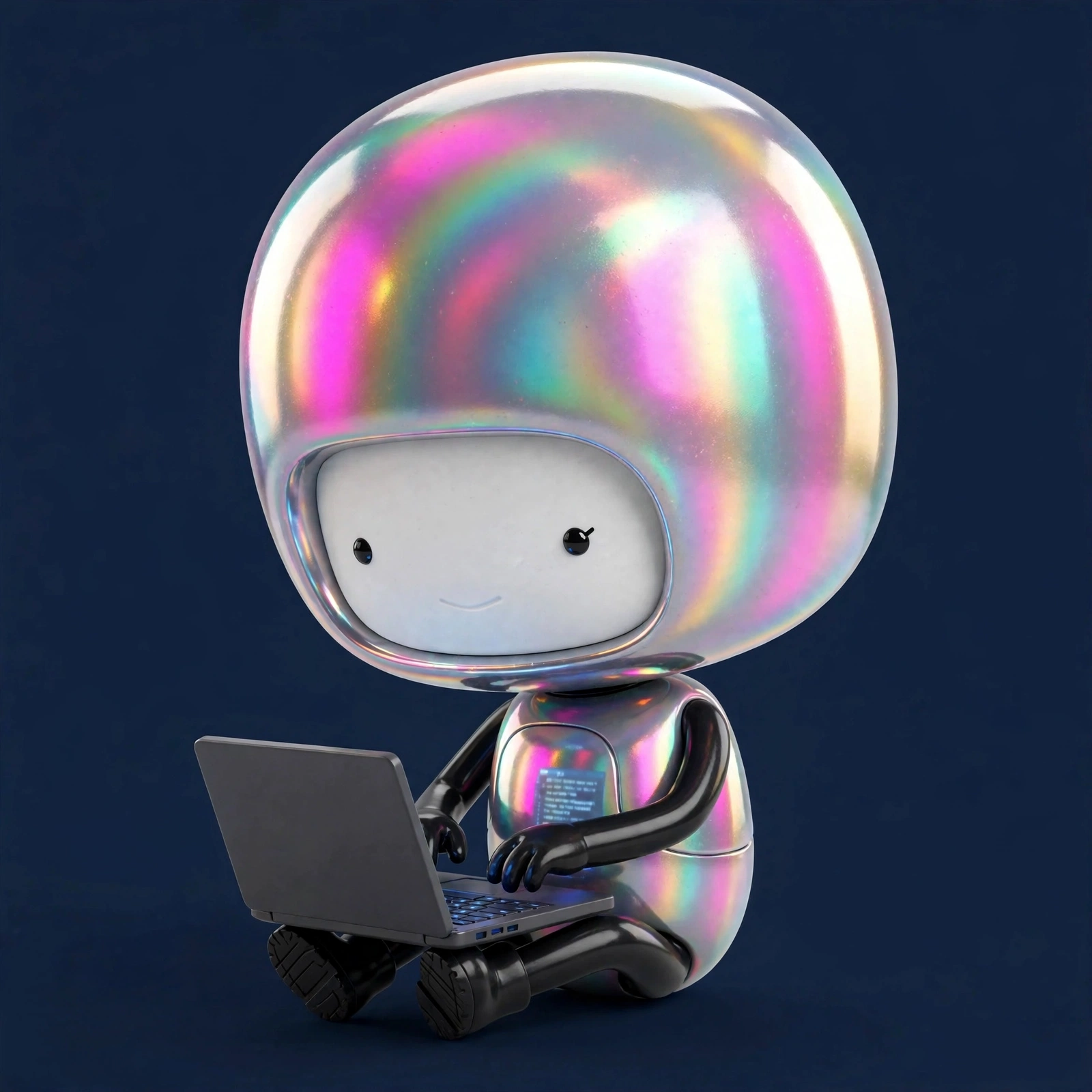 Roboto working on a laptop